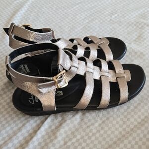 Clarks Gold Mettalic Gladiator Fisherman Sandals Summer Shoes